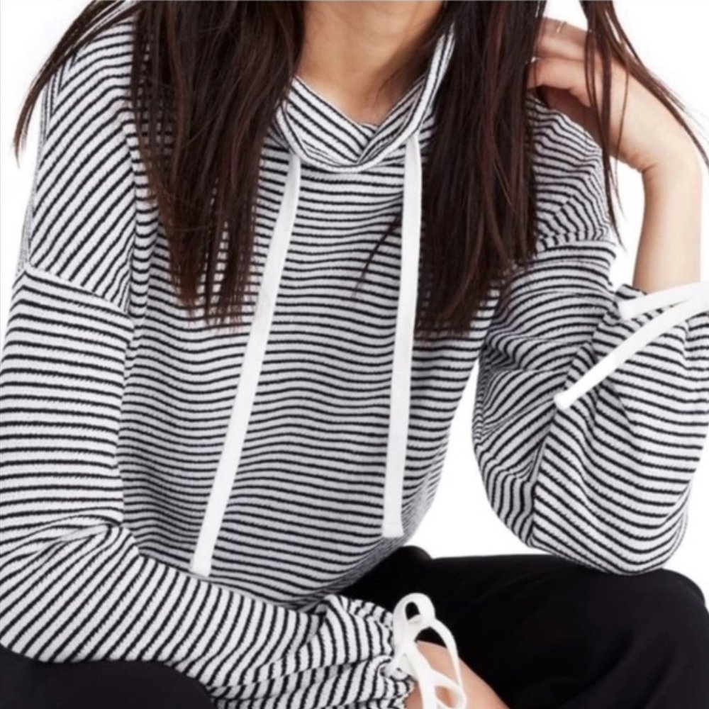 Madewell Miles Stripe Funnel Neck Sweatshirt Top